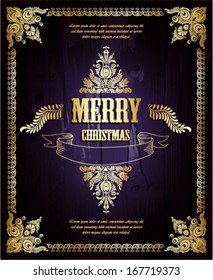 Merry Christmas. Wood texture background. Page decoration. 
