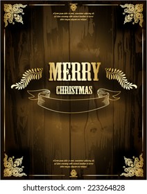 Merry Christmas. Wood texture background. Page decoration.