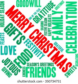 Merry Christmas word cloud on a white background. 