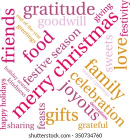 Merry Christmas word cloud on a white background. 
