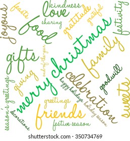 Merry Christmas word cloud on a white background. 
