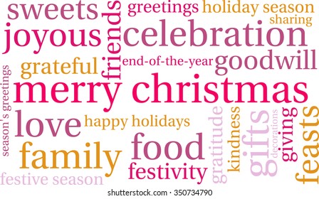 Merry Christmas word cloud on a white background. 