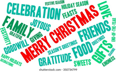 Merry Christmas word cloud on a white background. 