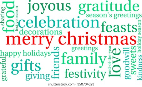 Merry Christmas word cloud on a white background. 