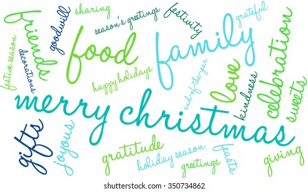 Merry Christmas word cloud on a white background. 