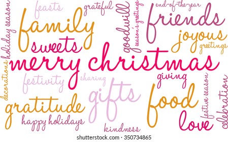 Merry Christmas word cloud on a white background. 