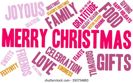 Merry Christmas word cloud on a white background. 