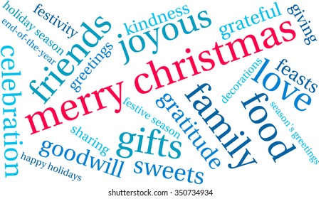 Merry Christmas word cloud on a white background. 