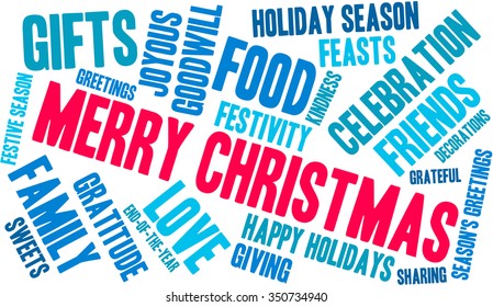 Merry Christmas word cloud on a white background. 