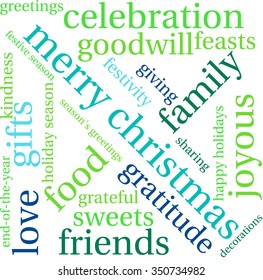 Merry Christmas word cloud on a white background. 