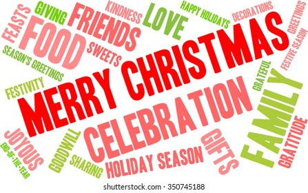 Merry Christmas word cloud on a white background. 