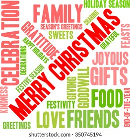 Merry Christmas word cloud on a white background. 