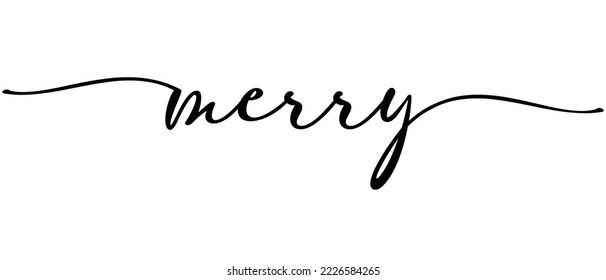 Merry Christmas word Continuous one line calligraphy Minimalistic handwriting with white background