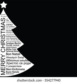 Merry Christmas word tag could shaped as a  tree, Blank Greeting Card
