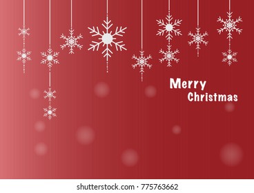 The Merry Christmas wording and snowflake on red gradient background.