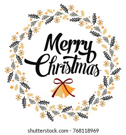 Merry christmas wreath background 