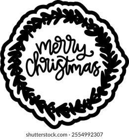merry christmas wreath merry christmas black vector graphic design and cut file
