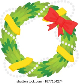 Merry Christmas Wreath Concept Vector Color Icon Design, xmas Symbol on white background, New Year Celebration Sign,