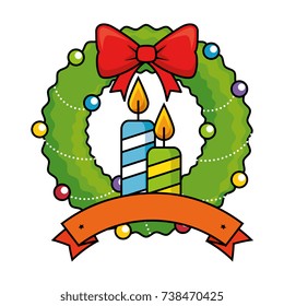 merry christmas wreath crown with candles