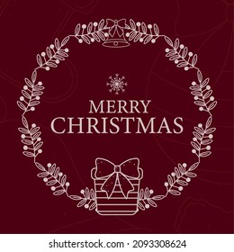 merry christmas wreath decor card