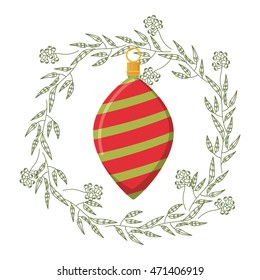 merry christmas wreath decoration vector illustration design