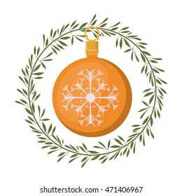 merry christmas wreath decoration vector illustration design