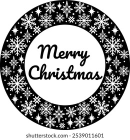 Merry Christmas Wreath Decorative Graphic. Vector illustration