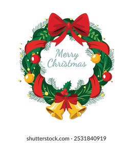merry Christmas wreath design elements