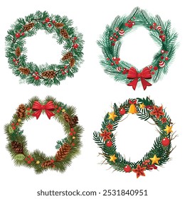 merry Christmas wreath design elements