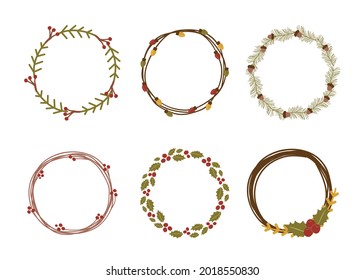 Merry christmas wreath with different designs and illustration 