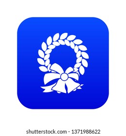 Merry Christmas wreath icon digital blue for any design isolated on white vector illustration