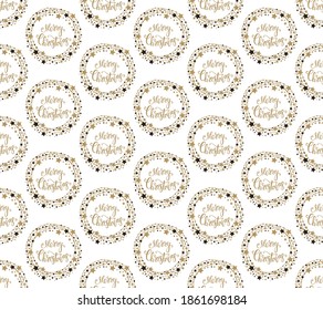 Merry Christmas wreath on a white background, winter pattern. Seamless vector illustration.