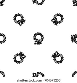 Merry Christmas wreath pattern repeat seamless in black color for any design. Vector geometric illustration