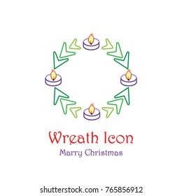 Merry Christmas. Christmas wreath. Christmas sale. Church logo.