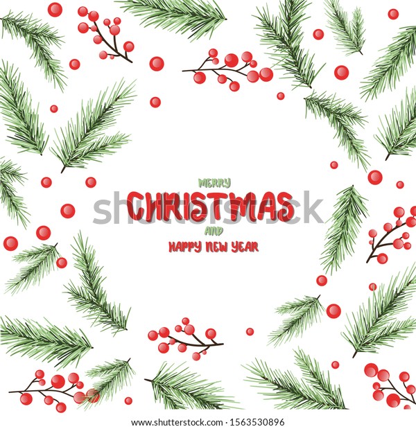 Merry Christmas Wreath Text White Background Stock Vector (royalty Free 