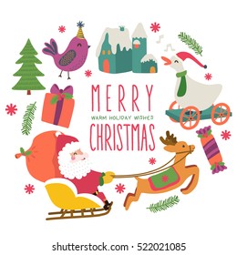 Merry Christmas Wreath Vector