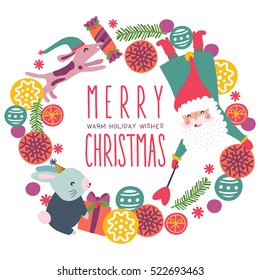 Merry Christmas Wreath Vector