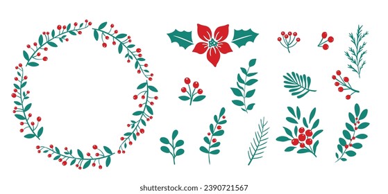 Merry Christmas wreath. Vector illustration