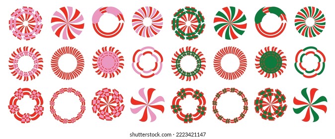 Merry Christmas, wreaths for greeting card set 