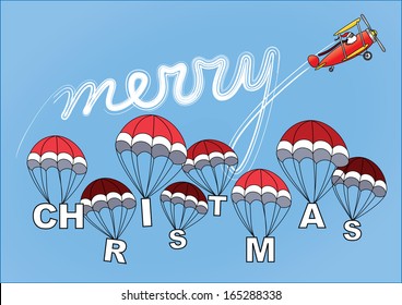 Merry Christmas Writing Plane Of The Sky