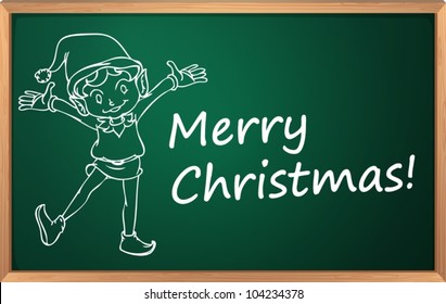Merry christmas written in chalk on blackboard
