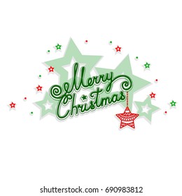 Merry Christmas. Written congratulation with an openwork design.  Vector illustration.