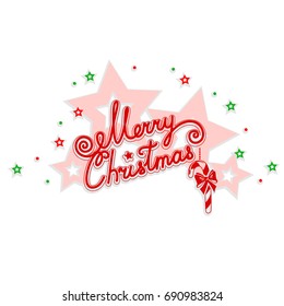 Merry Christmas. Written congratulation with an openwork design.  Vector illustration.