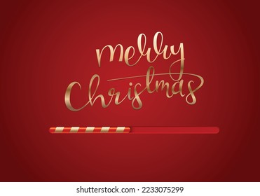 Merry Christmas written in gold with loading bar for the countdown. Vector illustration.