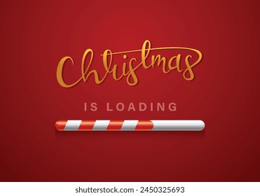 Merry Christmas written in gold with loading bar for the countdown. Vector illustration.	
