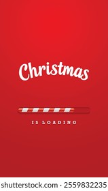 Merry Christmas written with a loading bar for the countdown. Smartphone format. Vector illustration.
