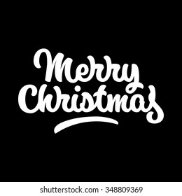 Merry Christmas, xmas badge with handwritten lettering, calligraphy with dark background for logo, banners, labels, postcards, invitations, prints, posters, web, presentation. Vector illustration.