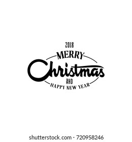 Merry Christmas, xmas badge with handwritten lettering, Lettering design card template Creative typography for Holiday Greeting Gift Poster