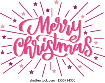 Merry Christmas X-mas card vector hand lettering