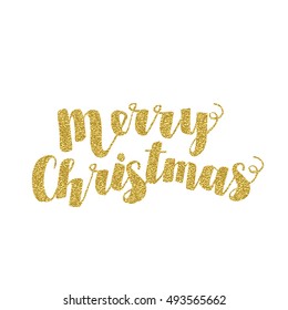 Merry Christmas - xmas design elements gold glittering isolated on white background Great design element for congratulation cards, banners and flyers.